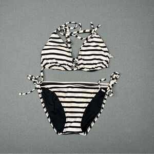 BECCA Striped Black and White Bikini Set